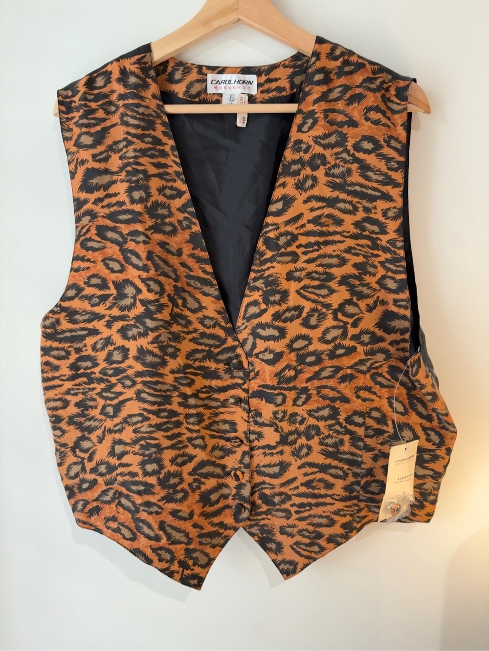 NWT Vintage Carol Horn Workshop  100% Silk Leopard Print Vest L 🖤